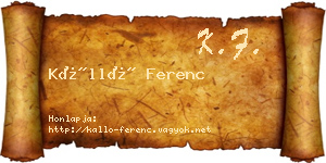 Kálló Ferenc névjegykártya