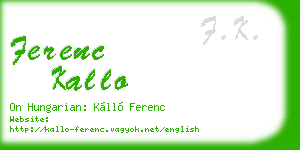 ferenc kallo business card